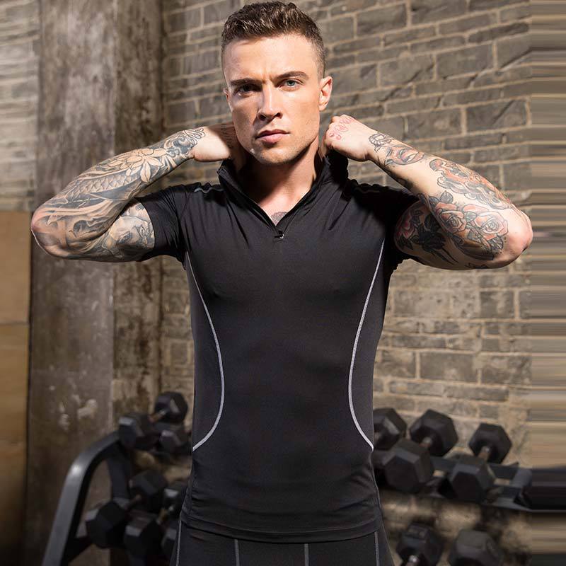 Men's elastic short sleeve sports shirt - Home Body Builder™ The