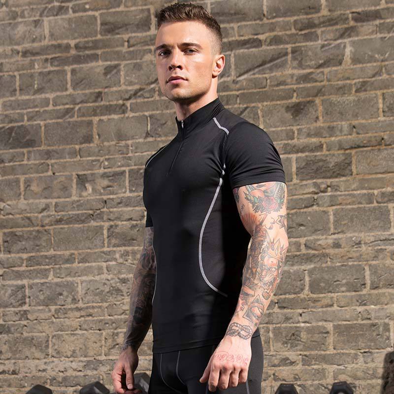 Men's Skin-Tight Garment Running Short Sleeved Sportswear Elastic